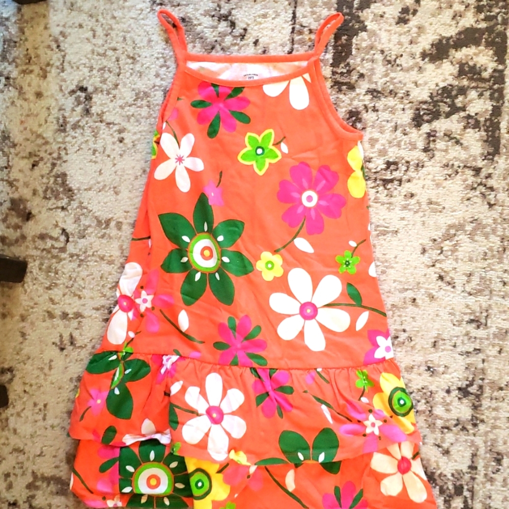 Girls Noodle Strap Flower Dress